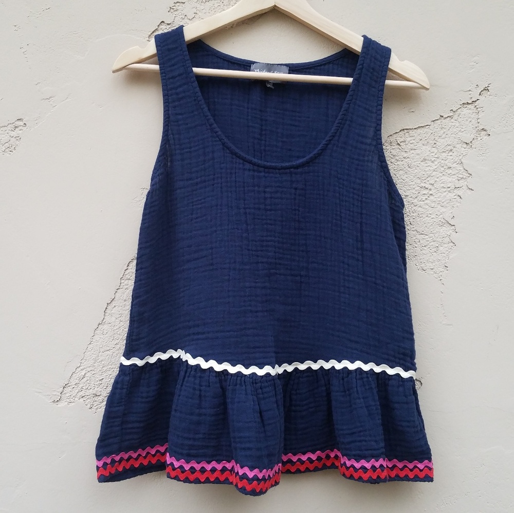 Michael Stars Navy Ric Rac Peplum Tank Size XS